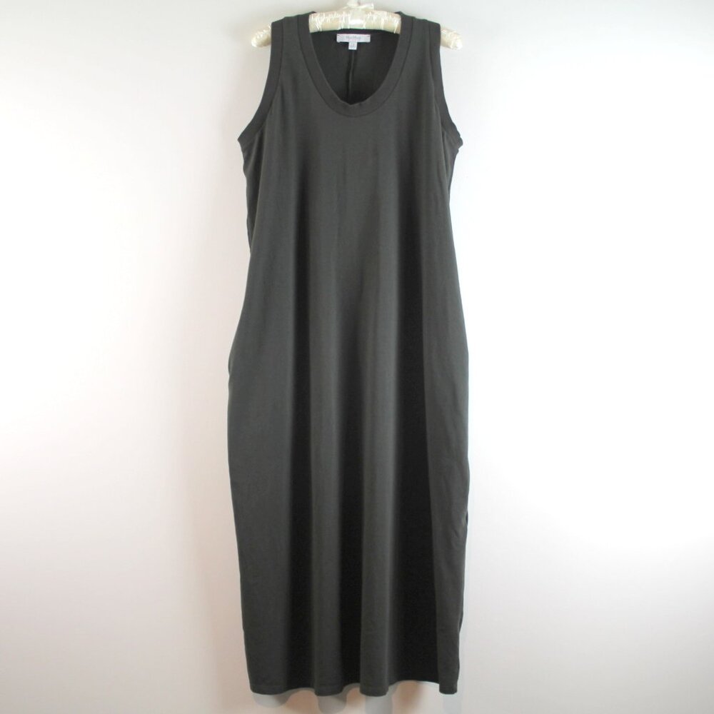 Max Mara Leisure Army Green Cotton Scoop Neck Sleeveless Maxi Dress L